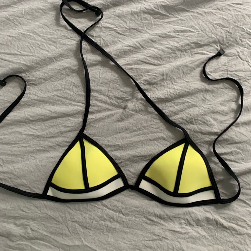 Triangl white and yellow bikini top
